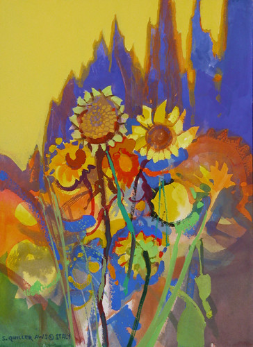 Sunflowers and Cypress Sunflowers and Cypress